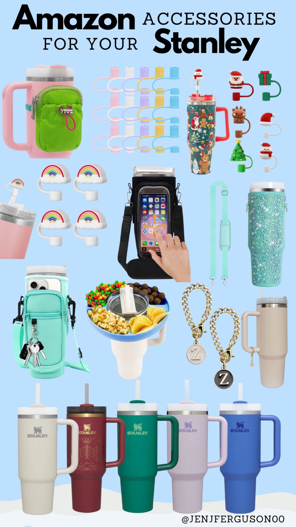 Everyone either has a Stanley cup, or wants a Stanley cup, but not everyone even knows there are this many accessories on Amazon for super cheap!!

I love the Christmas Straw toppers, the initial “jewelry” for your cup, snack tray, phone holder pouch and my number one favorite is the bejeweled cup sleeve with strap!! All of these products and cups come in several colors. I also linked a customizable cup topper that will get here before Christmas!! 🎄 Your big gift can be one of the cups, and the accessories can go right in the stocking!🎅🏼

Stay hydrated, fam!🥤and thank you for being here!!!!💖

#LTKHoliday #LTKkids #LTKGiftGuide