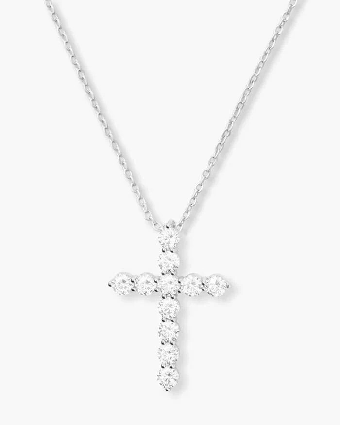 "Oh She Fancy" Small Cross Pendant - Silver|White Diamondettes | Melinda Maria Jewelry