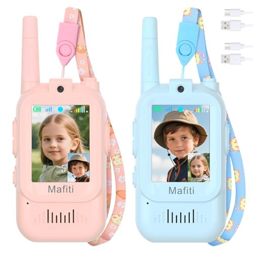 Mafiti Toys for 3 4 5 6 7 8 Year Old Boys Girls Mini Video Walkie Talkies for Kids 2 Pack Rechargeable 1000 Feet Range Birthday Indoor Outdoor (Blue+Pink) | Amazon (US)
