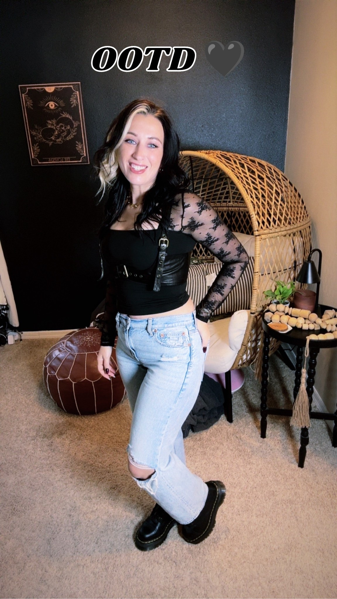 Easy Saturday outfit with an alt vibe 🖤
Linked the jeans, the lace top, the harness, and my black platform docs.
#LTKAltStyle

#LTKootd #LTKdayinmylife #LTKShoeCrush
