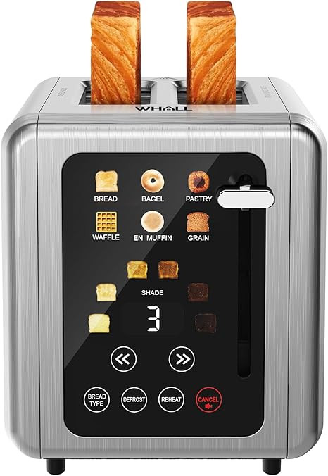 WHALL Touch Screen Toaster 2 Slice,Stainless Steel Digital Timer Toasters,6 Bread Types & 6 Shade... | Amazon (US)