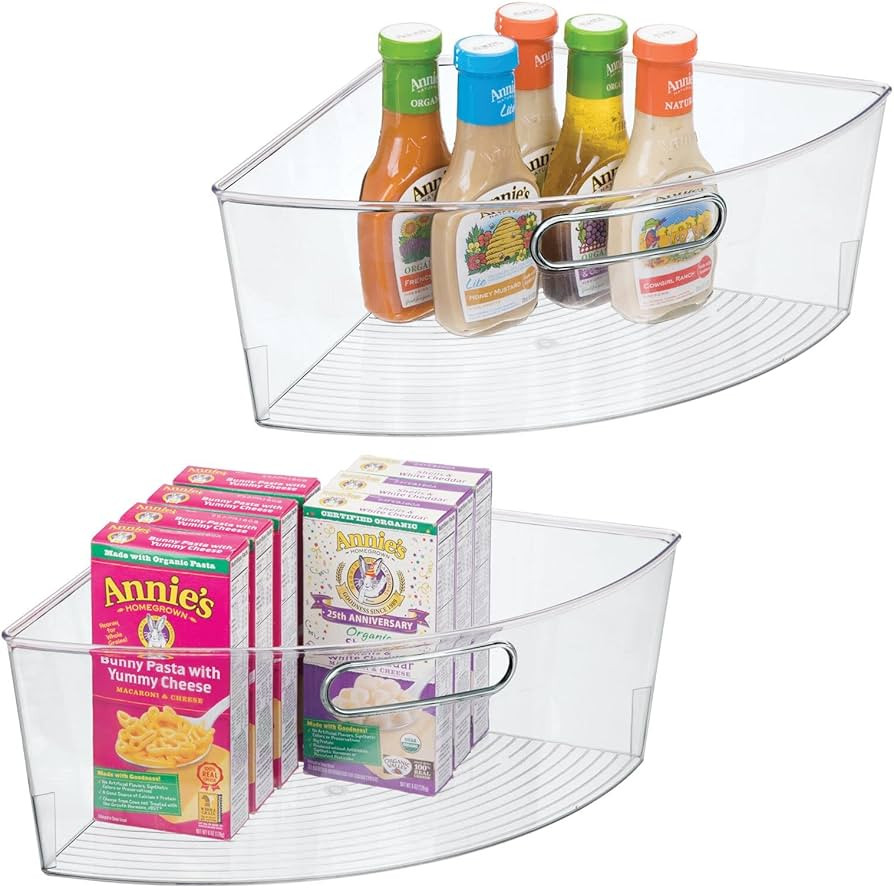 mDesign Kitchen Cabinet Plastic Lazy Susan Storage Turntable Organizer Bins with Built-In Handle ... | Amazon (US)