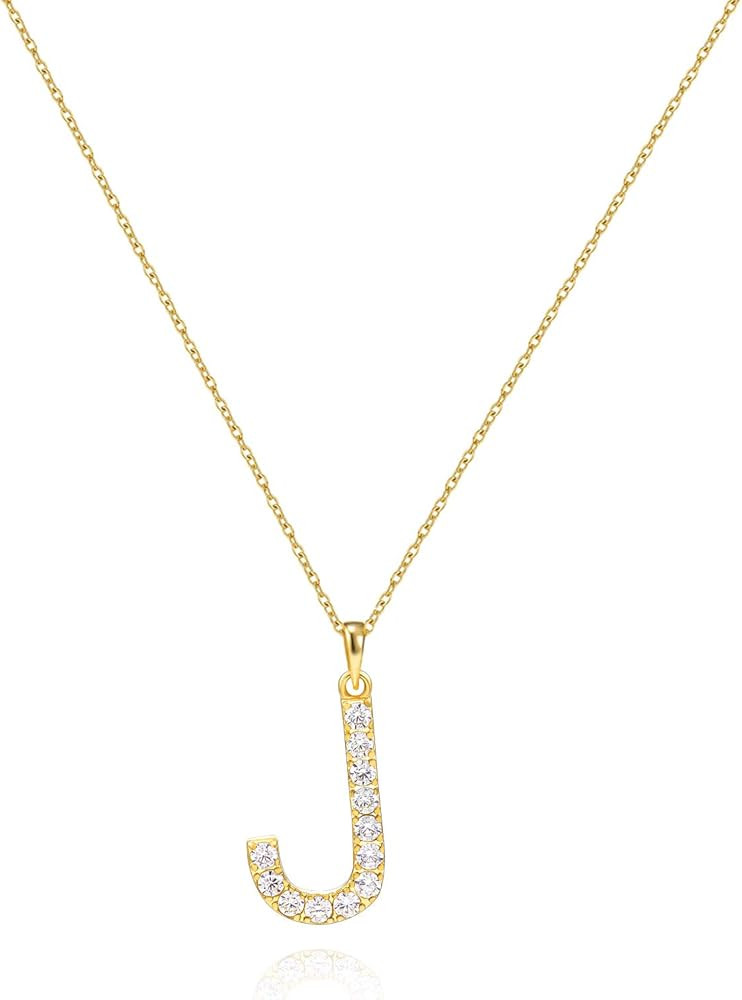 Tarsus Initial Cubic Zirconia Necklace Jewelry Gifts for Girlfriend Women Adjustable Chain 18" + ... | Amazon (US)