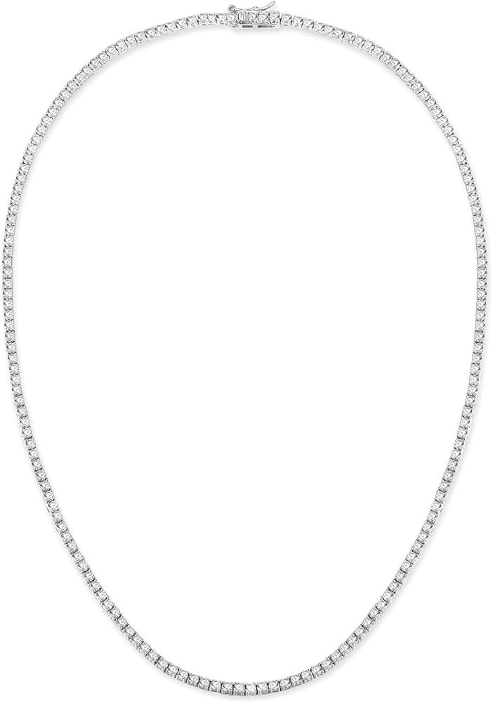 18K White/Yellow Gold Plated 3.0mm Round Cubic Zirconia Classic Tennis Necklace for women 16-24 I... | Amazon (CA)