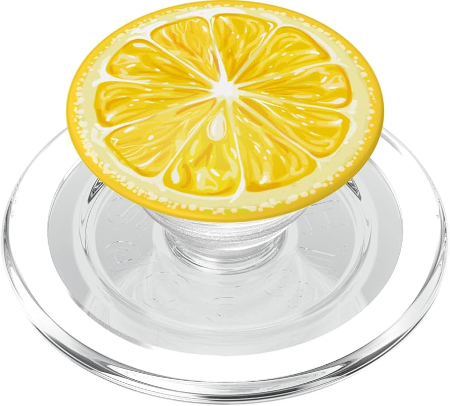 Yellow Lemon Pattern Slice for Boys Girls Lemon Print Black PopSockets PopGrip for MagSafe | Amazon (US)