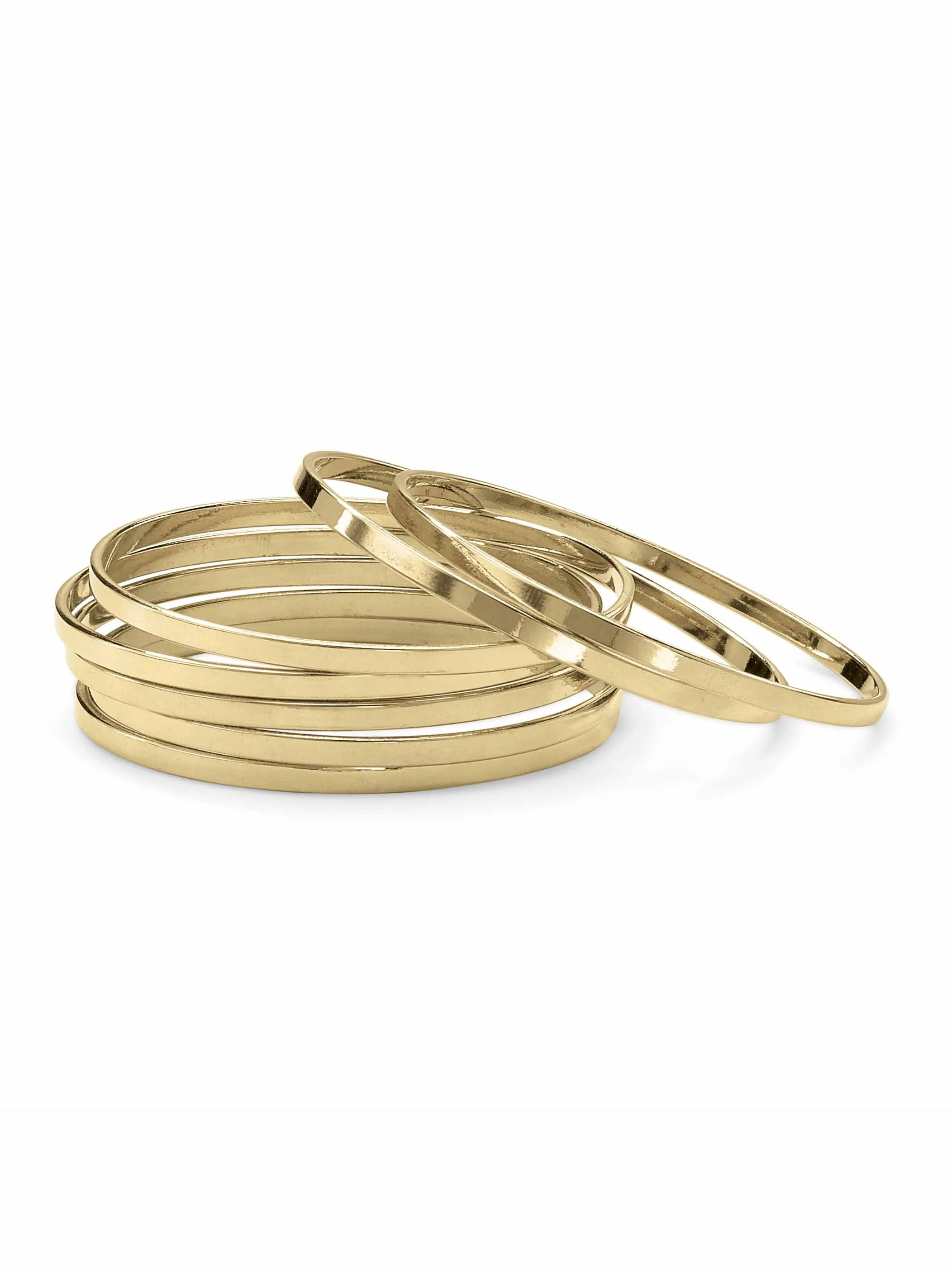 PalmBeach Jewelry Set of 7 Bangle Bracelets in Yellow Goldtone | Walmart (US)