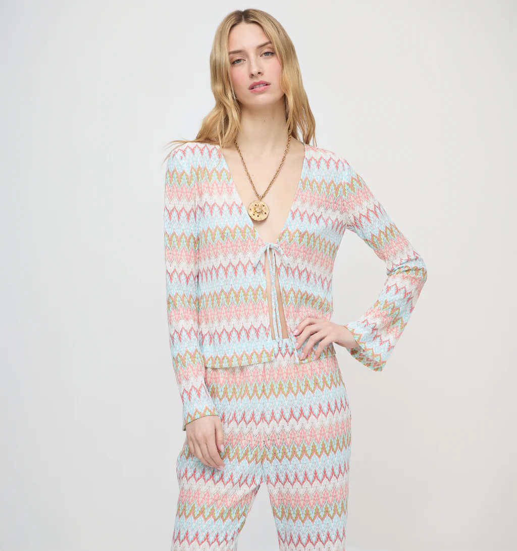 The Delia Top - White Multi Smooth Shimmer Knit | Hill House Home US