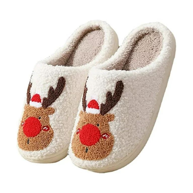 Lankey Women Slippers Christmas Elk Slippers Soft Comfy Deer House Slipper Non-Slip Indoor Outdoo... | Walmart (US)