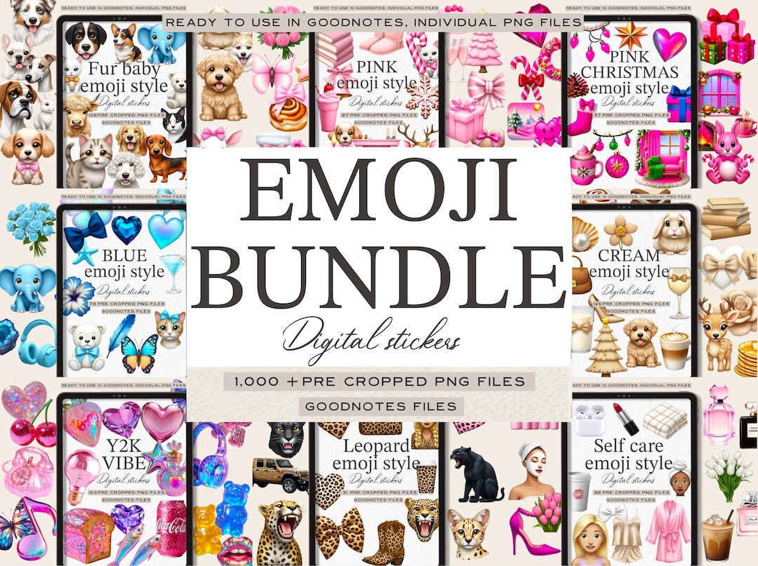 Apple Emoji Digital Stickers Bundle: Goodnotes Pre-cropped Pngs (digital Download) - Etsy | Etsy (US)