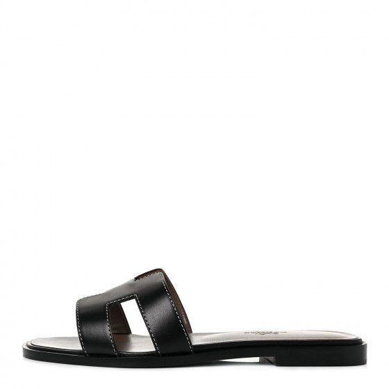 HERMES Box Calfskin Oran Sandals 36 Black | FASHIONPHILE | Fashionphile