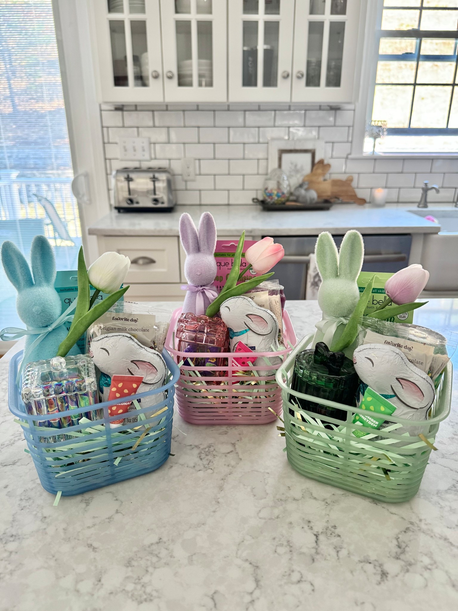 Make these adorable mini Easter baskets for under $25. Perfect for tweens and teens, they include beauty products like a face mask and mini lip balm, treats like a Poppi, chocolate bunny, and chocolate-covered pretzel, and cute room decor with a flocked bunny, tulip, glass trinket box, and mini jelly storage basket.

Easter basket | Easter candy | Tween gift ideas | teen gift ideas | gift basket | Easter | Easter treats | affordable gift | Target Finds | Bullseyes Playground | girl Easter 

#LTKHome #LTKSeasonal #LTKKids