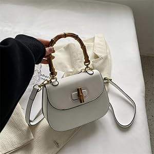 Amazon.com: TethysYouth Women Handbag Tote Bag Bamboo Handle Fashion Satchel Elegant Handmade Cro... | Amazon (US)