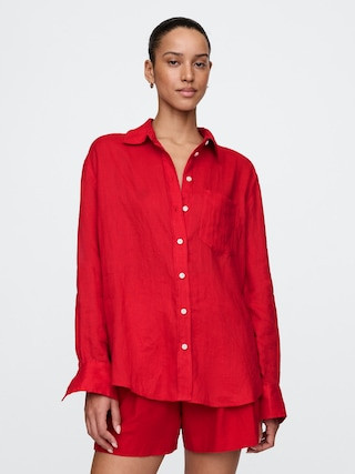 100% Linen Oversized Shirt | Gap (US)