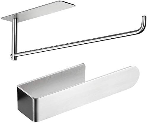 SUNTECH Paper Towel Holder Under Kitchen Cabinet + Hand Towel Holder - Self Adhesive SUS304 Stain... | Amazon (US)