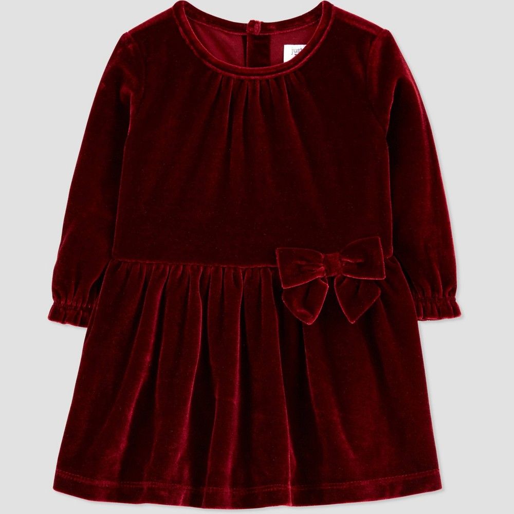 Toddler Girls' Velvet Long Sleeve Dress - Just One You made by carter's Maroon 5T, Red | Target