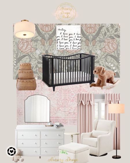 Baby girl room inspiration, pink rug, pink curtains, mirror, stacked baskets 

#LTKhome #LTKbaby #LTKbump