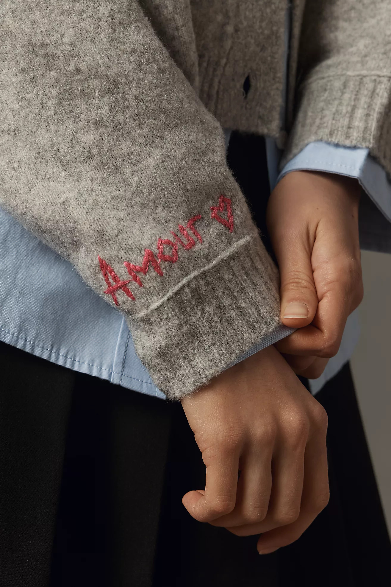 By Anthropologie Embroidered Heart Crew-Neck Cardigan Sweater | Anthropologie (US)