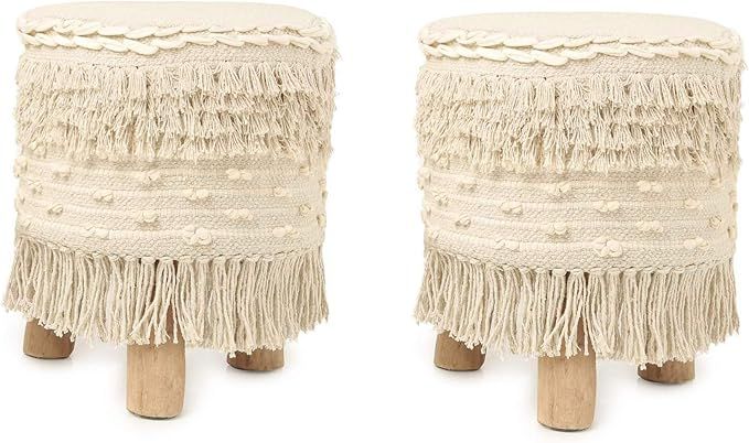 REDEARTH Foot Stool -Handmade Wooden 3 Legs Tufted Seat Footrest for Living Room, Bedroom, Nurser... | Amazon (US)