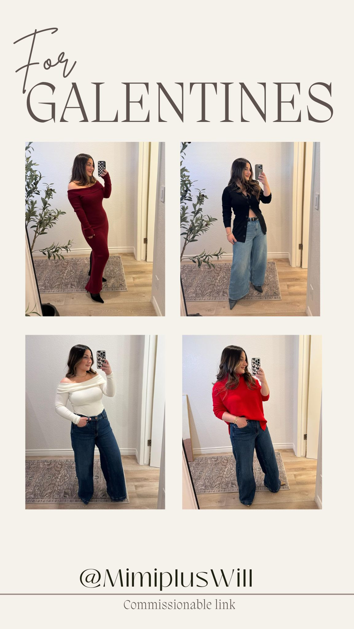 Valentine's Day outfit inspo for Galentines girls night! Vday outfit 

All petite friendly! I'm 5'0" 145 lbs wearing sizes: 

Burgundy off the shoulder maxi sweater dress size small

Button down top size small
Old Navy baggy wide leg jeans size 8 petite 

White off the shoulder top size small
Favorite Gap jeans size 29 petite (I'm 5'0" and need to wear heels for the length!)

Red sweater -  Sweater runs big, I’m wearing an extra small!  
Jeans size 29 petite

 

#LTKStyleTip #LTKPetite #LTKSeasonal