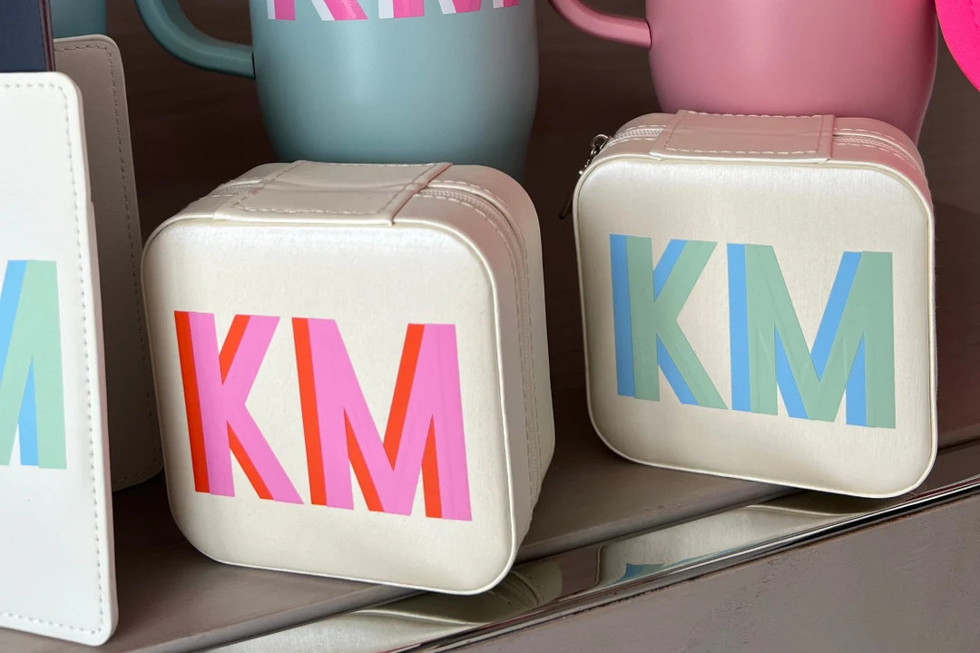 Shadow Monogram Travel Jewelry Case Personalized Gift - Etsy | Etsy (US)