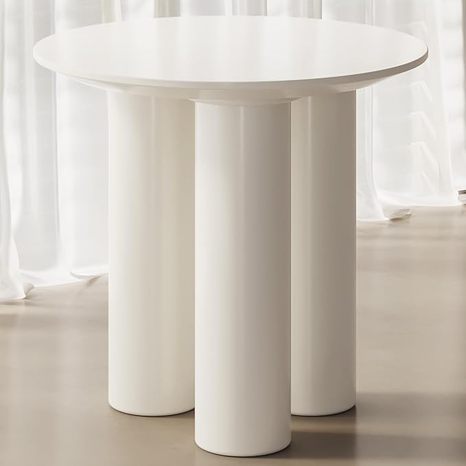 White Round Dining Table, 30" Kitchen Table with 3 Powerful Support Legs, Modern Designed Dining ... | Amazon (US)