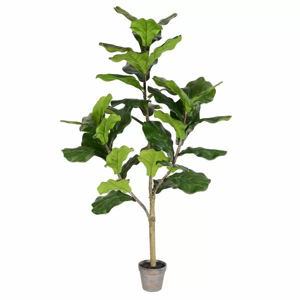 Artificial Potted Floor Foliage Fiddle Tree in Pot | Wayfair North America