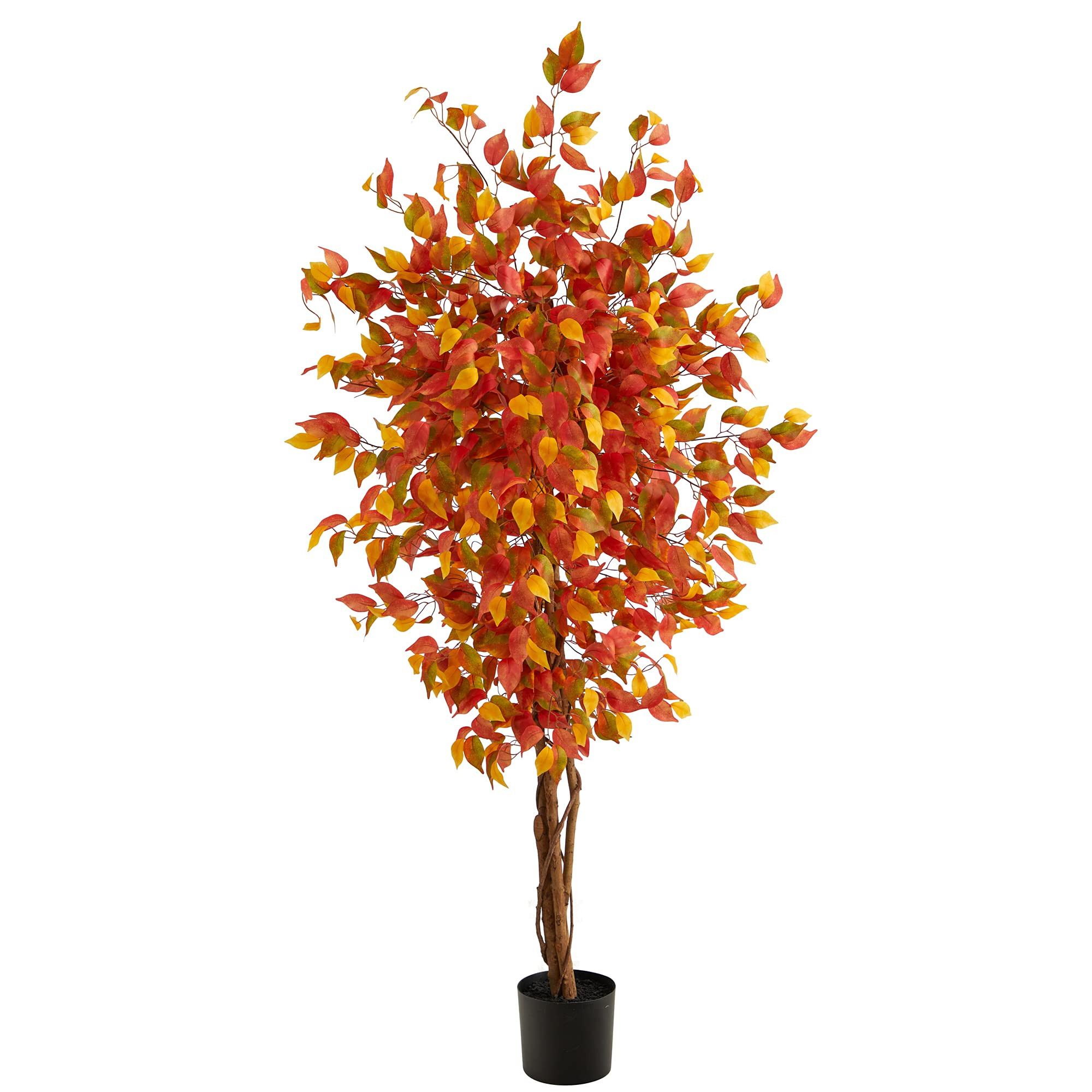 Nearly Natural 6ft. Autumn Ficus Artificial Fall Tree | Amazon (US)