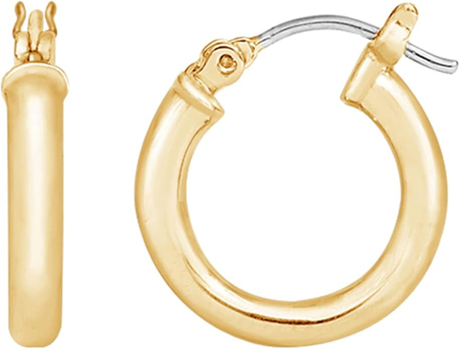 Amazon Essentials 14K Gold Plated Full Round Small Hoop Earrings | Amazon (US)