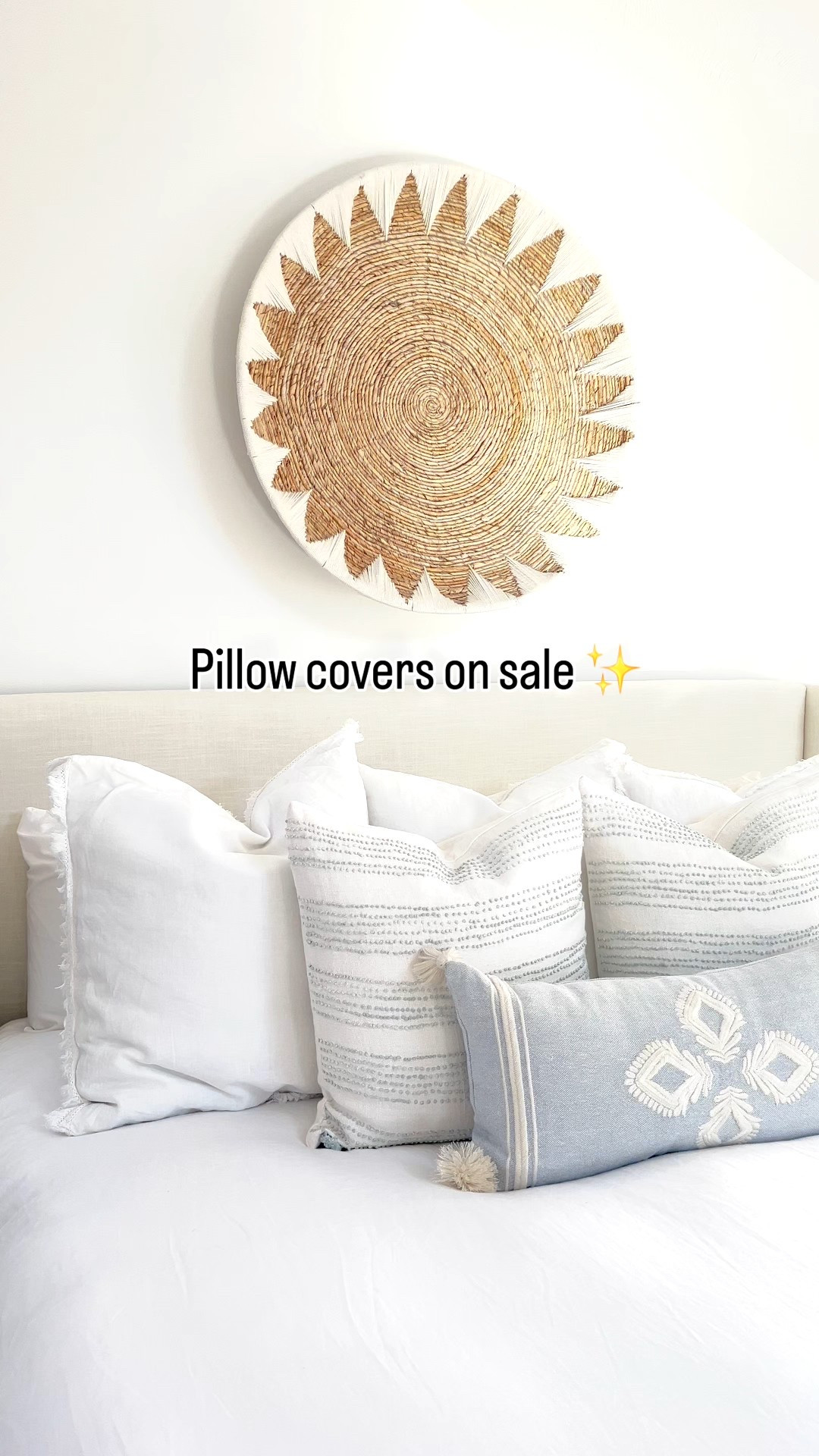 My pillow covers are on sale right now!
 ------ 
coastal bedroom decor, primary bedroom decor, coastal artwork, coastal boho art, art for above bed, wall decor for above bed, pottery barn wall baskets, bed pillows, bed pillow styling, amazon pillow covers, serena & lily pillow covers, blue & white pillow covers, white duvet covers, pottery barn duvet covers, linen duvet covers, coastal bedding, primary bedroom bedding, master bedroom decor, coastal bedroom ideas, upholstered bed, wayfair beds, king size beds, lumbar pillow, linen pillow covers

#LTKSaleAlert #LTKFindsUnder100 #LTKHome