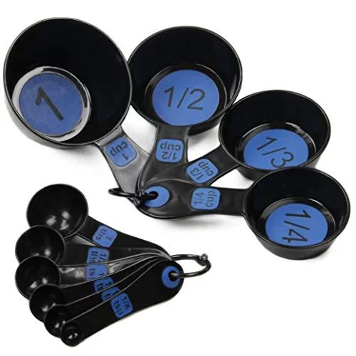 Chef Craft 42018 Easy to Read Plastic 10 Piece Blue and Black Measuring Cup and Spoon Set | Walmart (US)