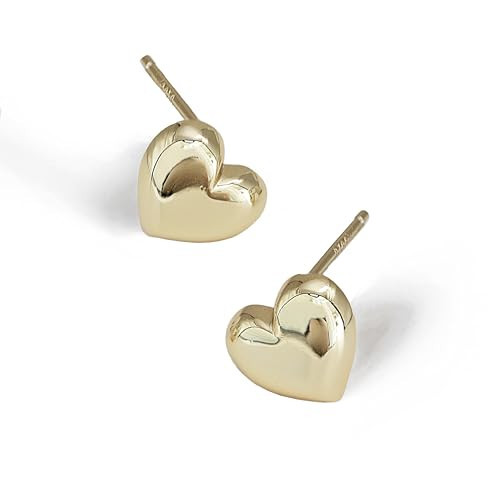 PUFFY HEART Stud Earrings | 18K Gold Over Sterling Silver (Sterling Silver) | Amazon (US)