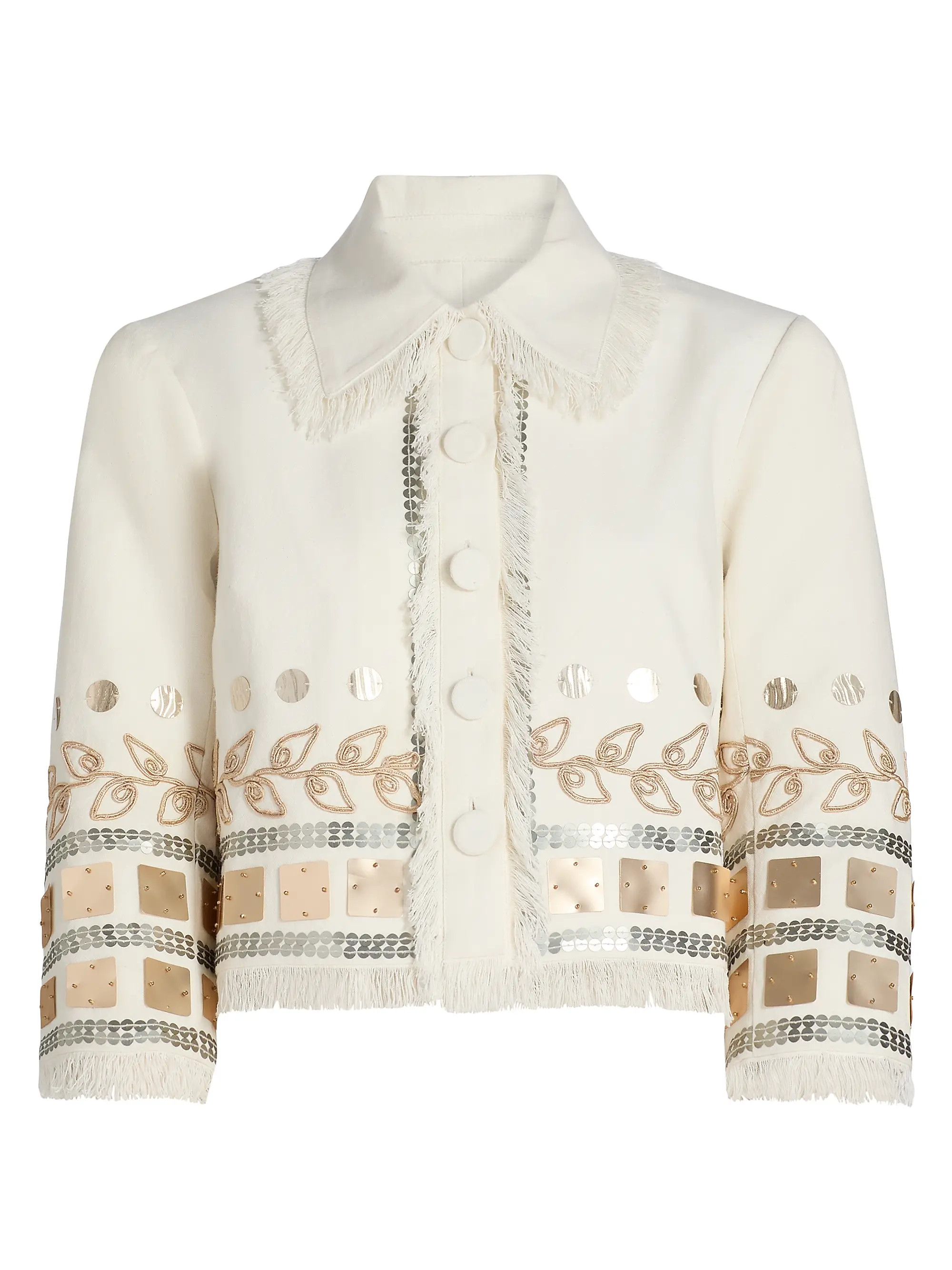 Cinq à Sept Nadia Embellished Cotton Jacket | Saks Fifth Avenue | Saks Fifth Avenue