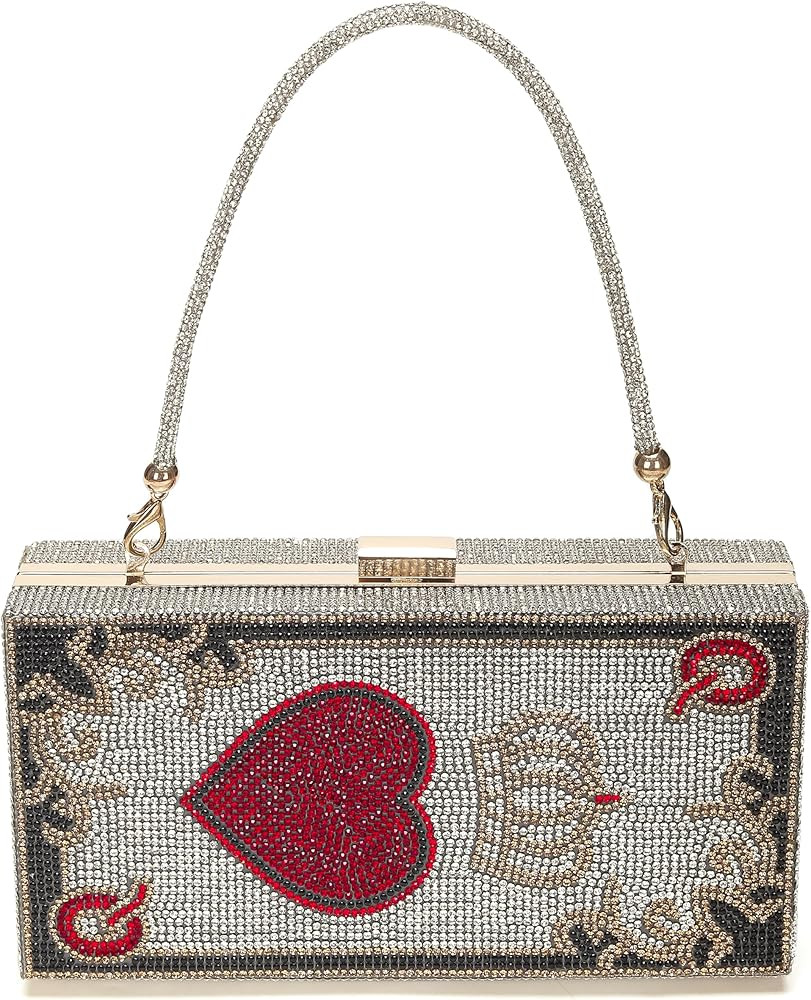 Diamond Sliver Crystal Evening Bag Rhinestone Bling Money Purses Poker Card Handbags Clutch For P... | Amazon (US)