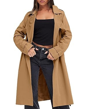 Fisoew Trench Coats Overcoat | Amazon (US)