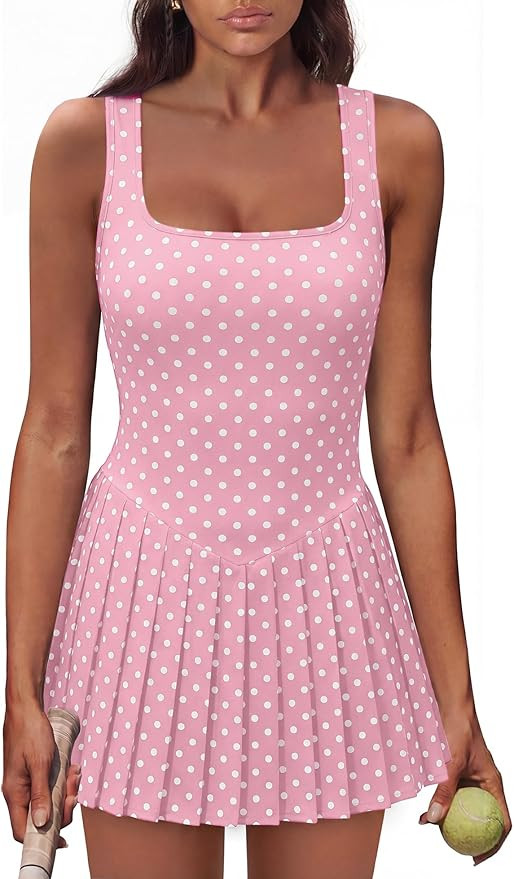 NIASHOT Athletic Dress for Women with Shorts Sleeveless Womens Golf Dress | Pleated skirt with sh... | Amazon (US)