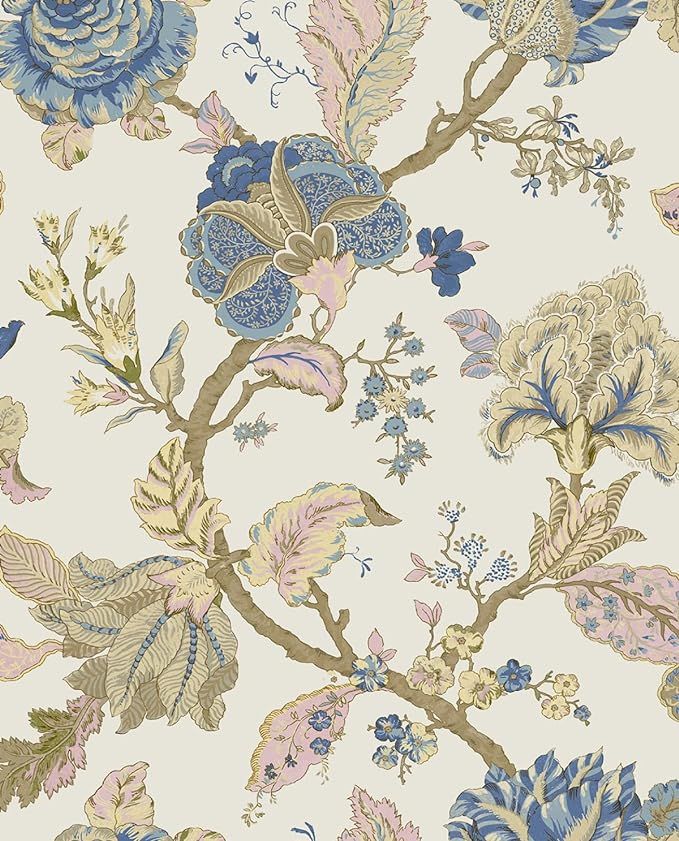 NextWall Kianna Jacobean Floral Peel and Stick Wallpaper (Parchment) | Amazon (US)