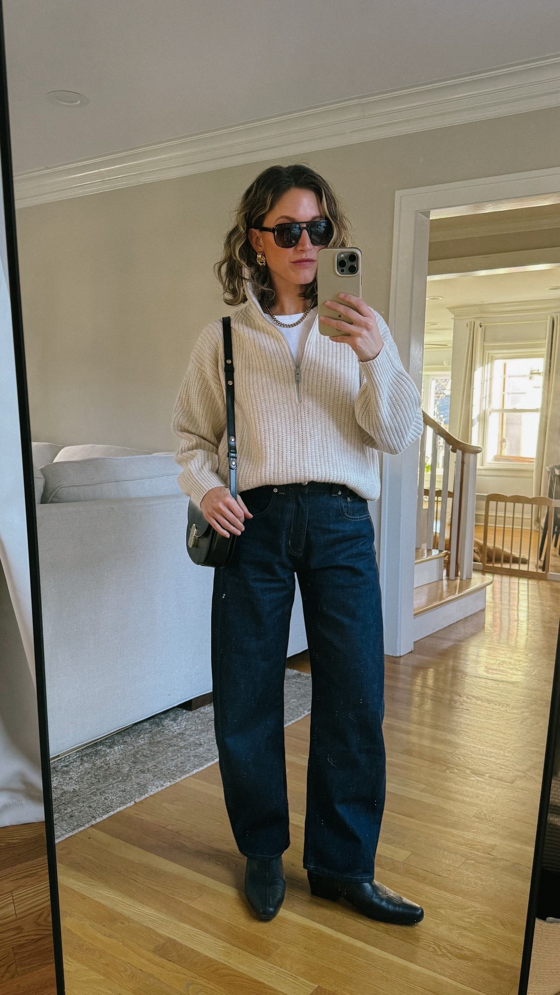 Look of the Day // 1.7.26

Madewell tee, XS, TTS but size up for a looser fit. Everlane sweater,  XS, TTS for a relaxed fit. Madewell denim, 25P, runs small, size up. Bared footwear boots, TTS. Sézane bag. Quince sunglasses, sold out, similar linked. Parker necklace from Sela Designs, ASHLEYROHR10 for 10% off. Heaven Mayhem knot earrings  

#LTKootd #LTKPetite #LTKOver40