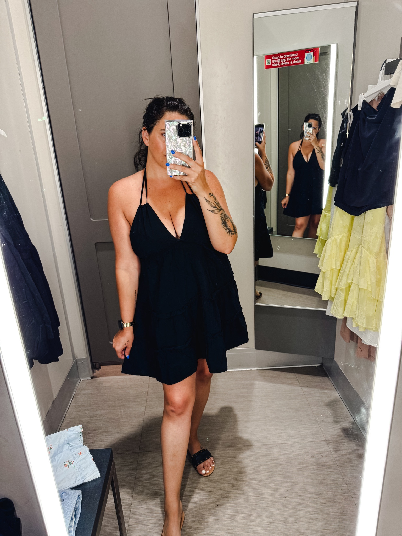 Triangle halter little black dress that is perfect for date night, summer nights by the bonfire or even a beach wedding! Comes in other colors as well and goes up to size 4X

Sizing details: 
•I’m wearing a L here 

LBD
wedding guest dress
Summer dress
Dress
Summer outfit 
Date night outfit 

#LTKMidsize #LTKStyleTip #LTKSeasonal