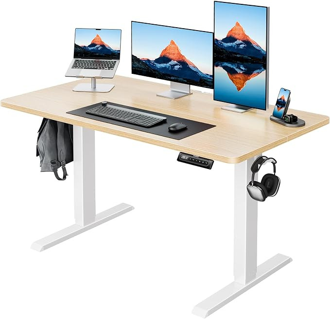 HUANUO 48" x 24" Electric Standing Desk Adjustable Height, 4 Memory Height Settings, Headphone Ho... | Amazon (US)