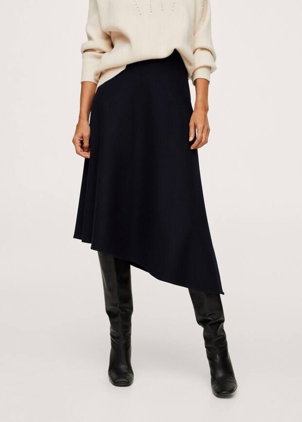 Asymmetric wool skirt | MANGO (US)