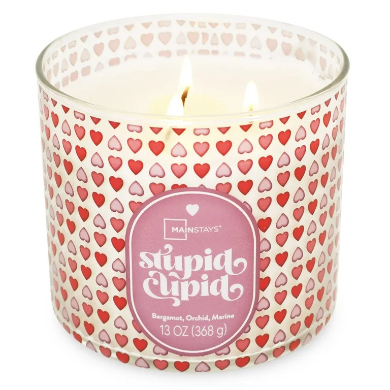 Mainstays 3-Wick Valentine's Themed Candle Stupid Cupid Wrap, Bergamot, Orchid and Marine, 13-Oun... | Walmart (US)