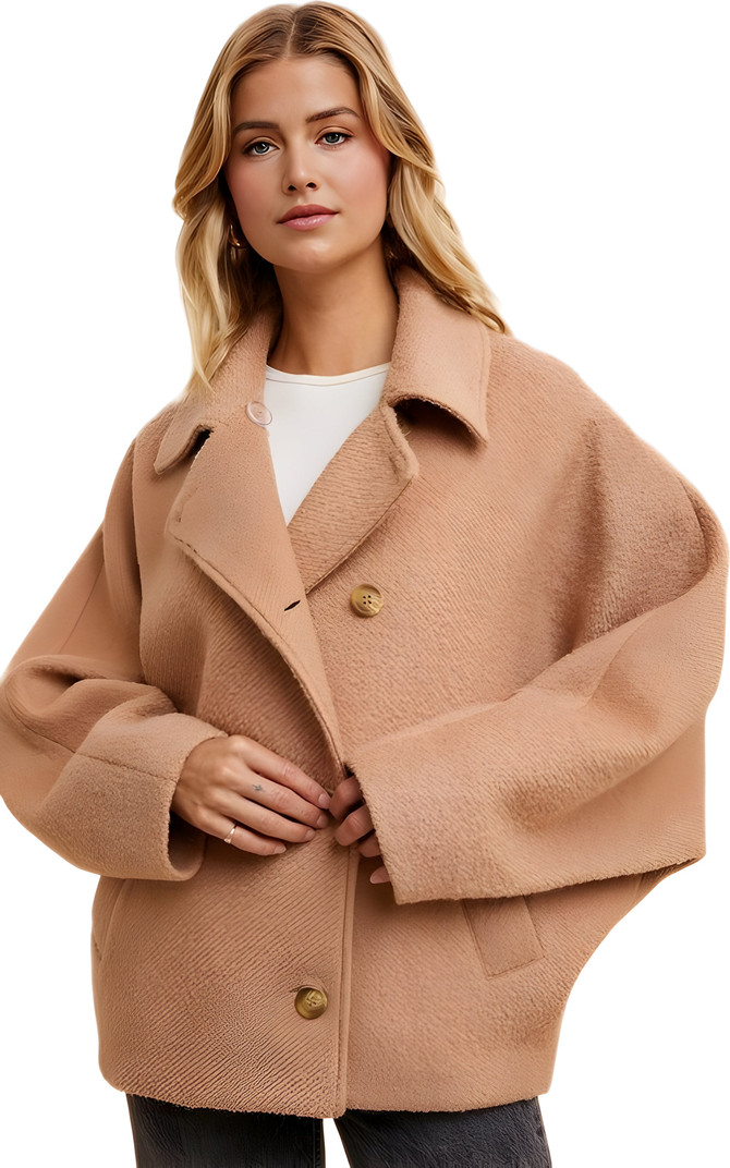 Knit and Lounge Cropped Wool-Blend Coat With Oversized Lapels And Drop Shoulders | Nordstrom | Nordstrom