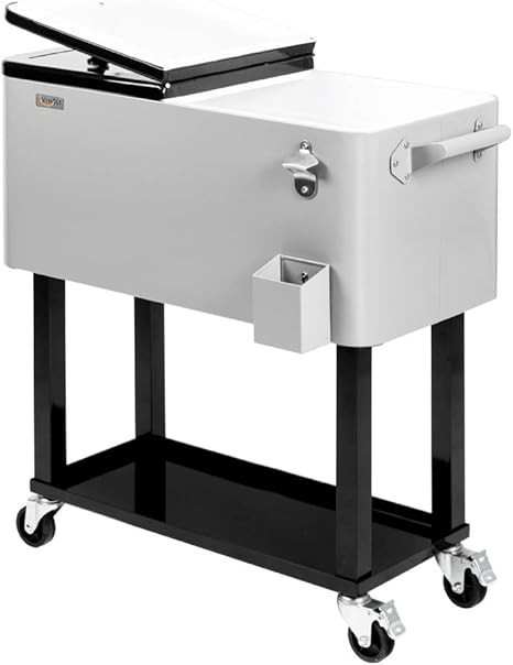 VINGLI Rolling Ice Chest, Portable Patio Party Bar Drink Cooler Cart, with Shelf, Beverage Pool w... | Amazon (US)
