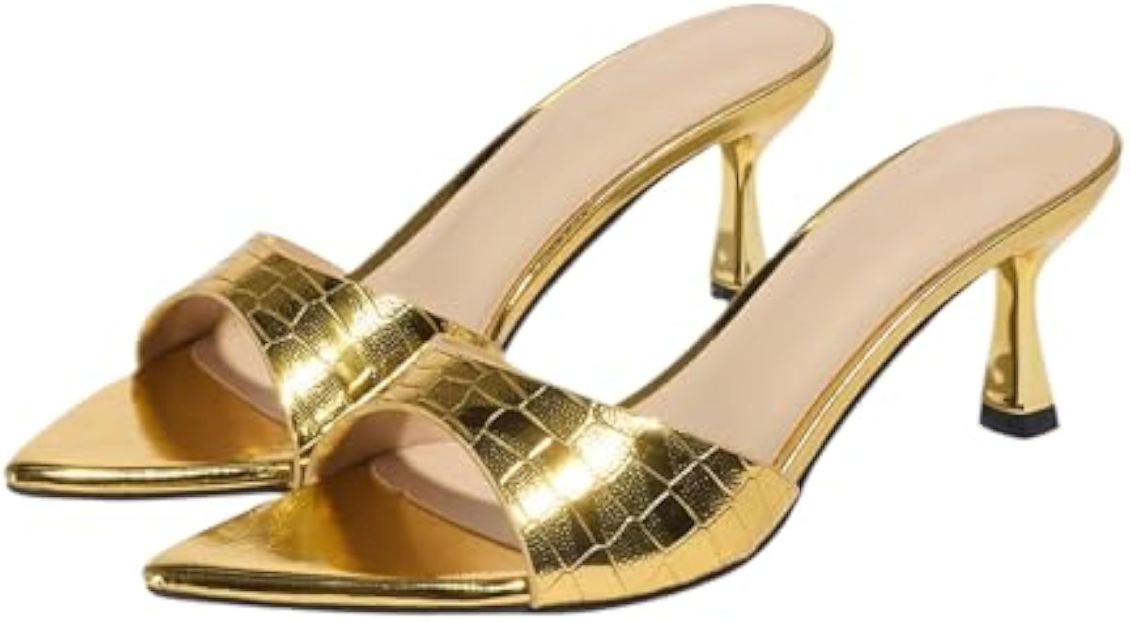 Women's Leather Pointed Open Toe Stilettos Heel Slide Sandals Classy Sexy Comfortable Slingback B... | Amazon (US)