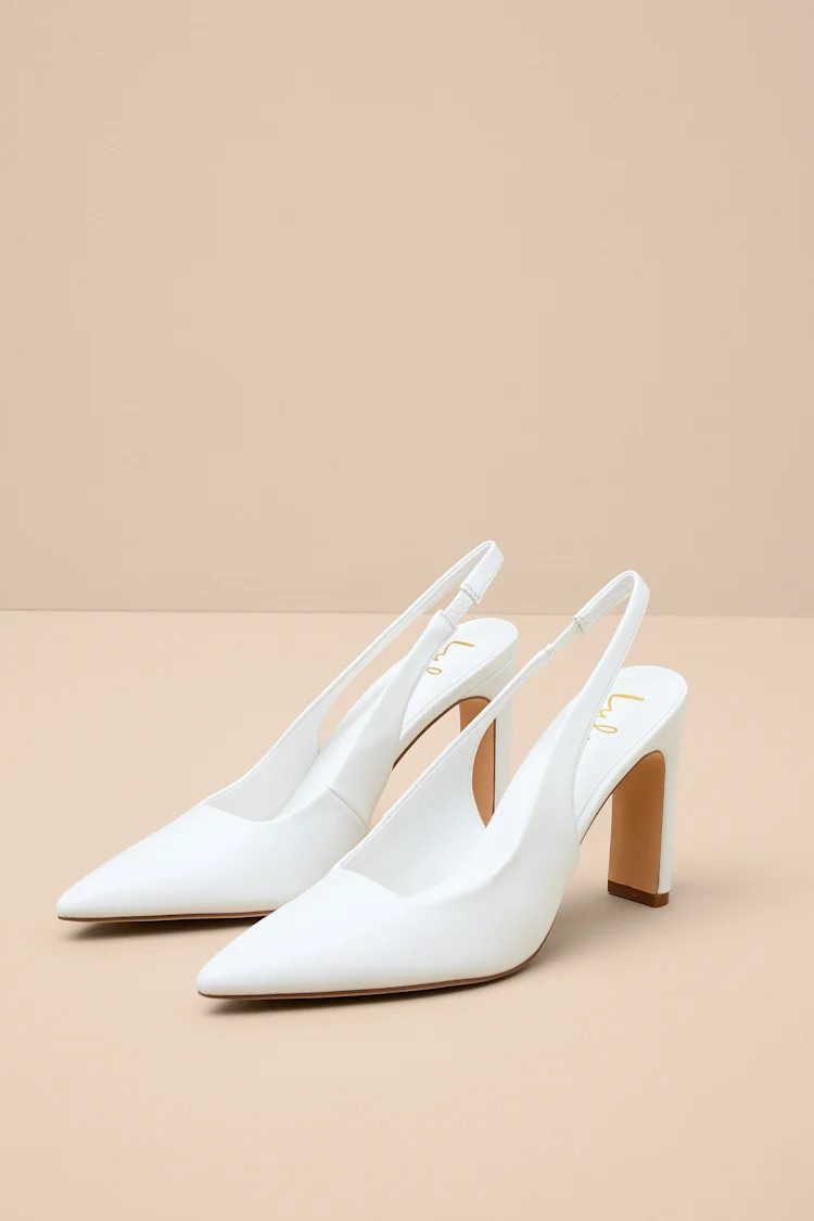 Honorata White Pointed-Toe Slingback Pumps | Lulus