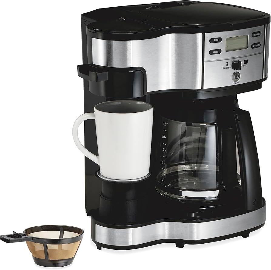 Hamilton Beach 2-Way 12 Cup Programmable Drip Coffee Maker & Single Serve Machine, Glass Carafe, ... | Amazon (US)
