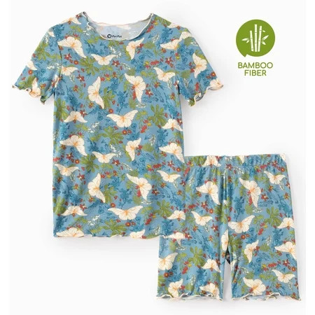 PatPat Girls Pajamas Toddler Clothes Viscose from Bamboo Kids 2-Piece Pj Set Gifts Short Sleeve Tops Pants Snug Sleepwear Sizes 4-12Y | Walmart (US)