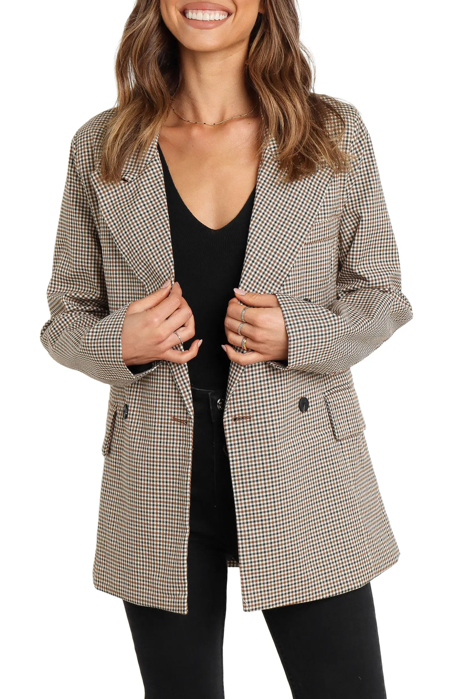 Petal & Pup Juliette Check Double Breasted Blazer (Women) | Nordstrom | Nordstrom