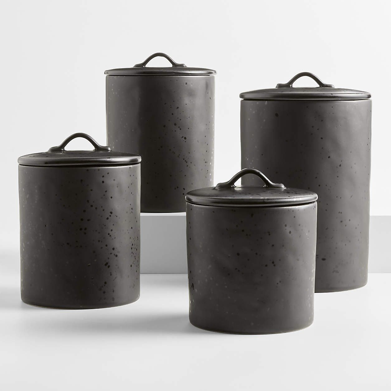 Marin Matte Black Stoneware Canister Set + Reviews | Crate & Barrel | Crate & Barrel