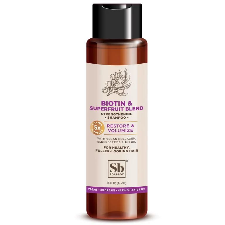 Soapbox Biotin & Superfruit Blend Strengthening Shampoo, All Hair Types, 16 oz | Walmart (US)